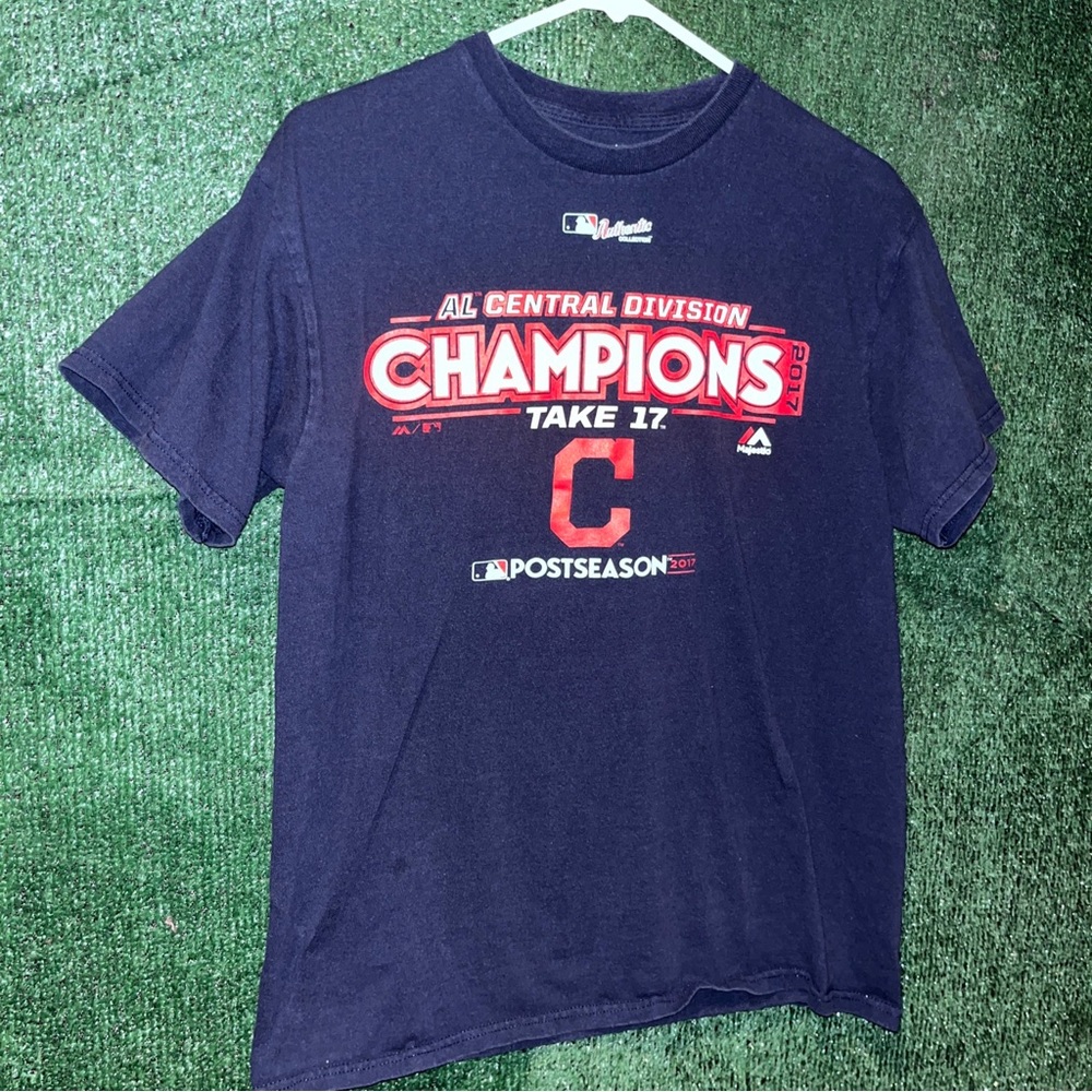 Cleveland Indians 2017 ALDS Champions Shirt M. Majestic tag MLB Baseball Ohio